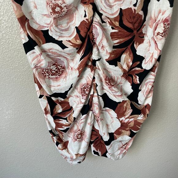 Express Dress Womens XL Black Tan Floral Mini Ruched Sheath Cocktail Preppy NWT - Picture 6 of 14